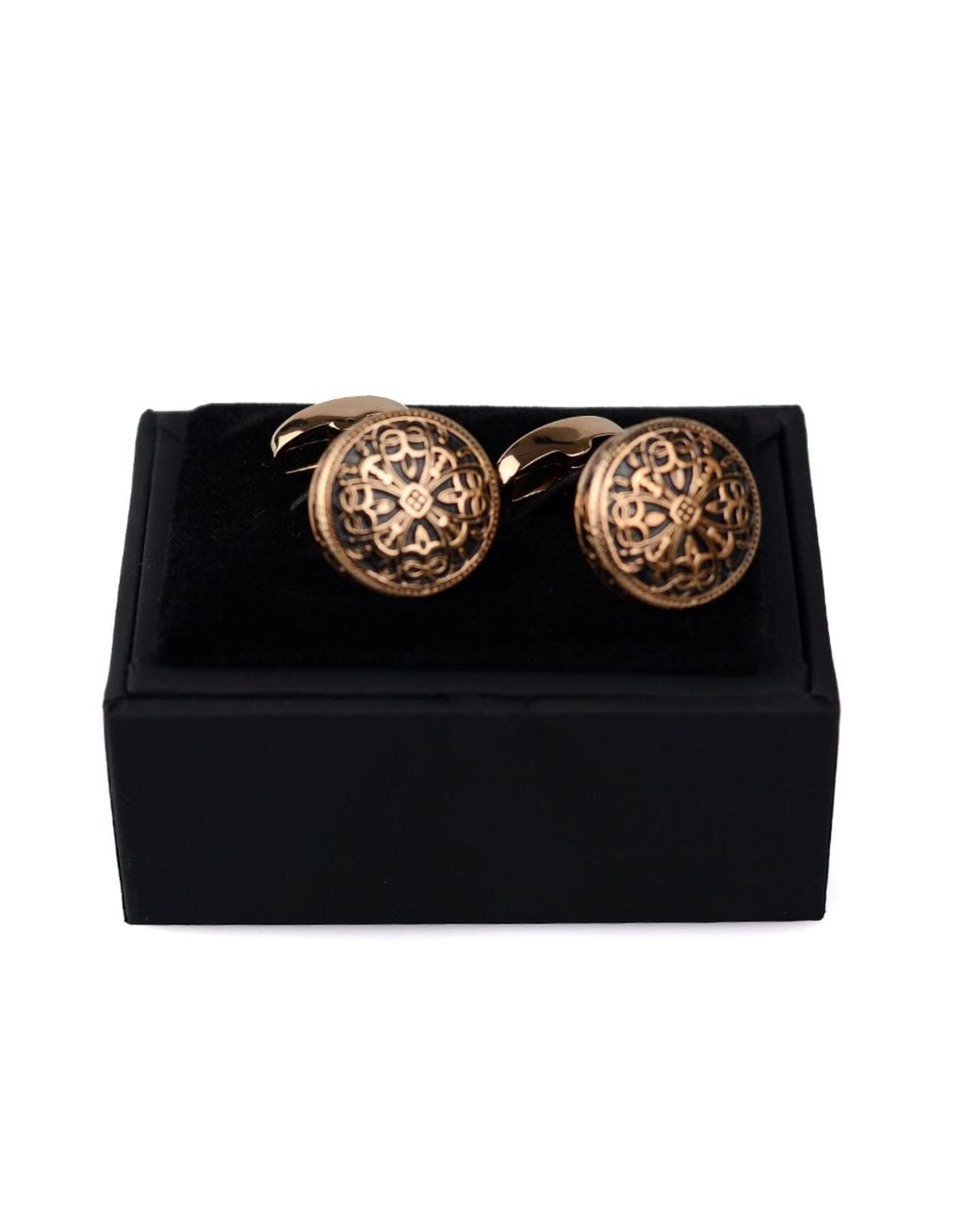 DAVID WEJ Brown Rose Knighthood Round Cufflinks – Rose for men