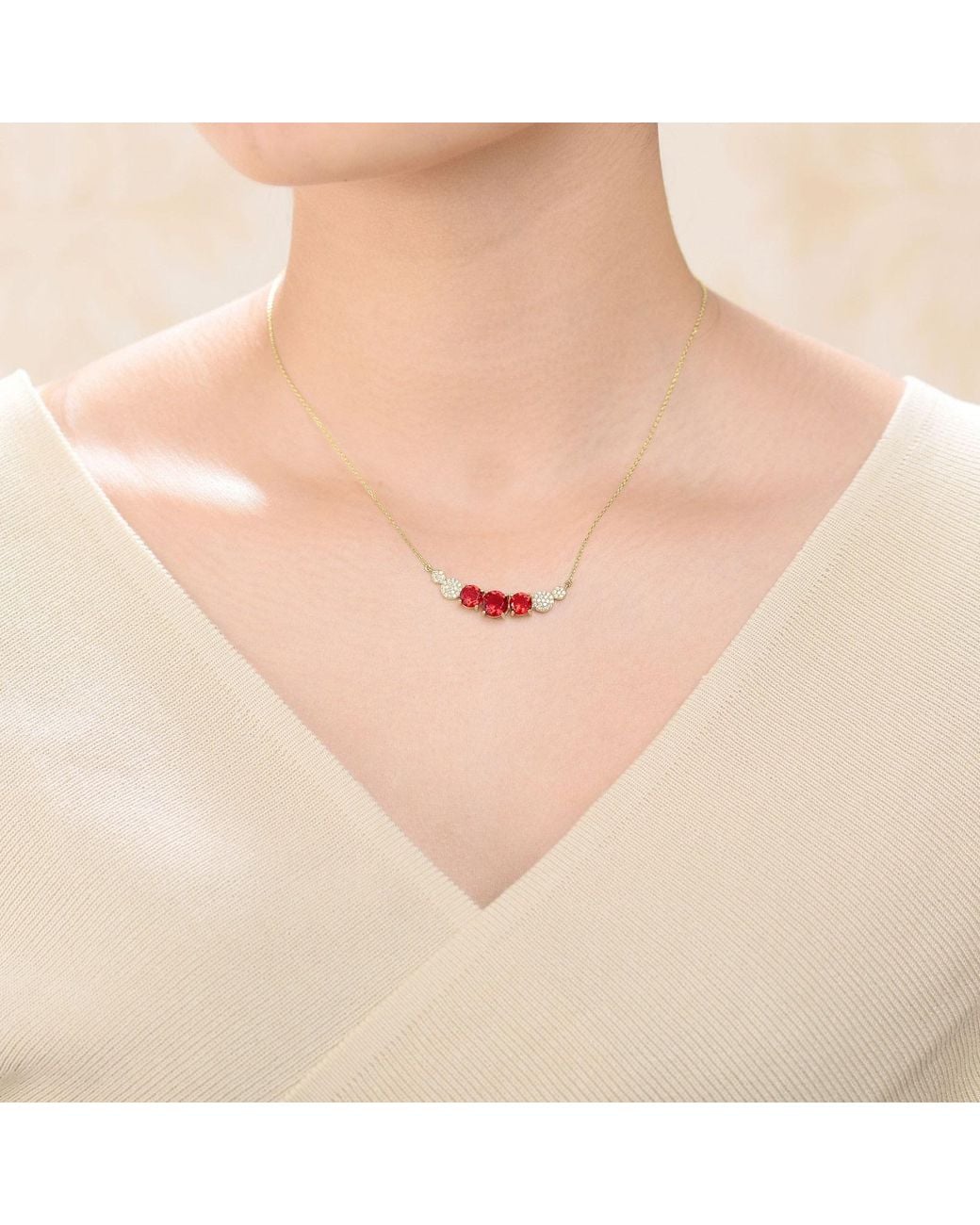 Genevive Jewelry Red Gorgeous Sterling Plated With Cubic Zirconia Bar Necklace