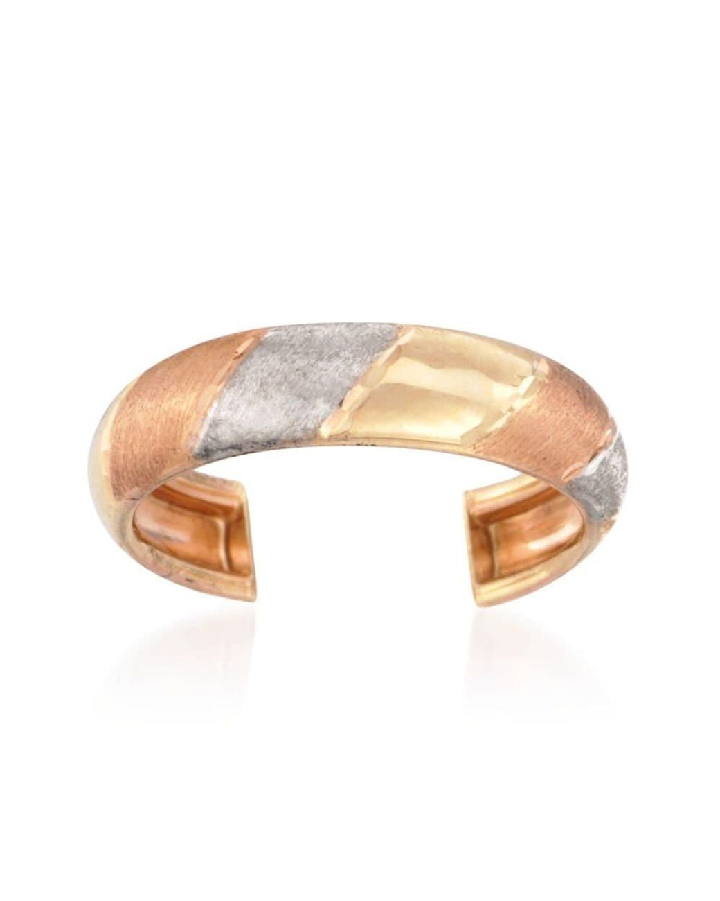 Zahav Jewelry Natural 14K Solid 4Mm Wide Tri-Color Toe Ring