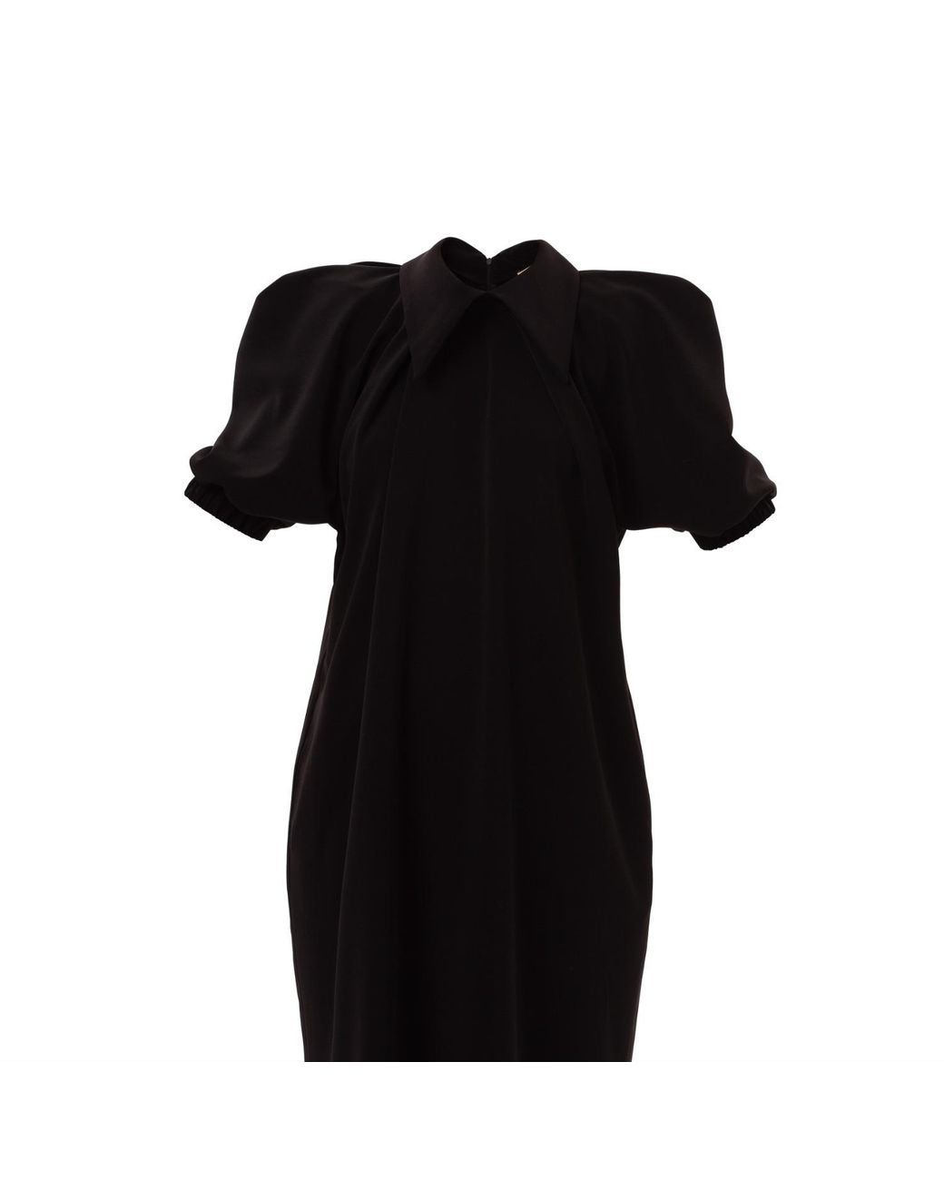 Julia Allert Black Collared Puff Sleeve Midi Dress