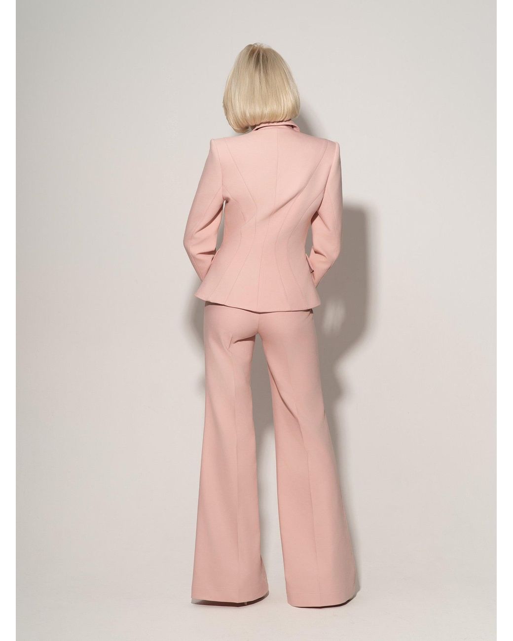 Tia Dorraine Pink Flared Trousers With Adjustable Waist