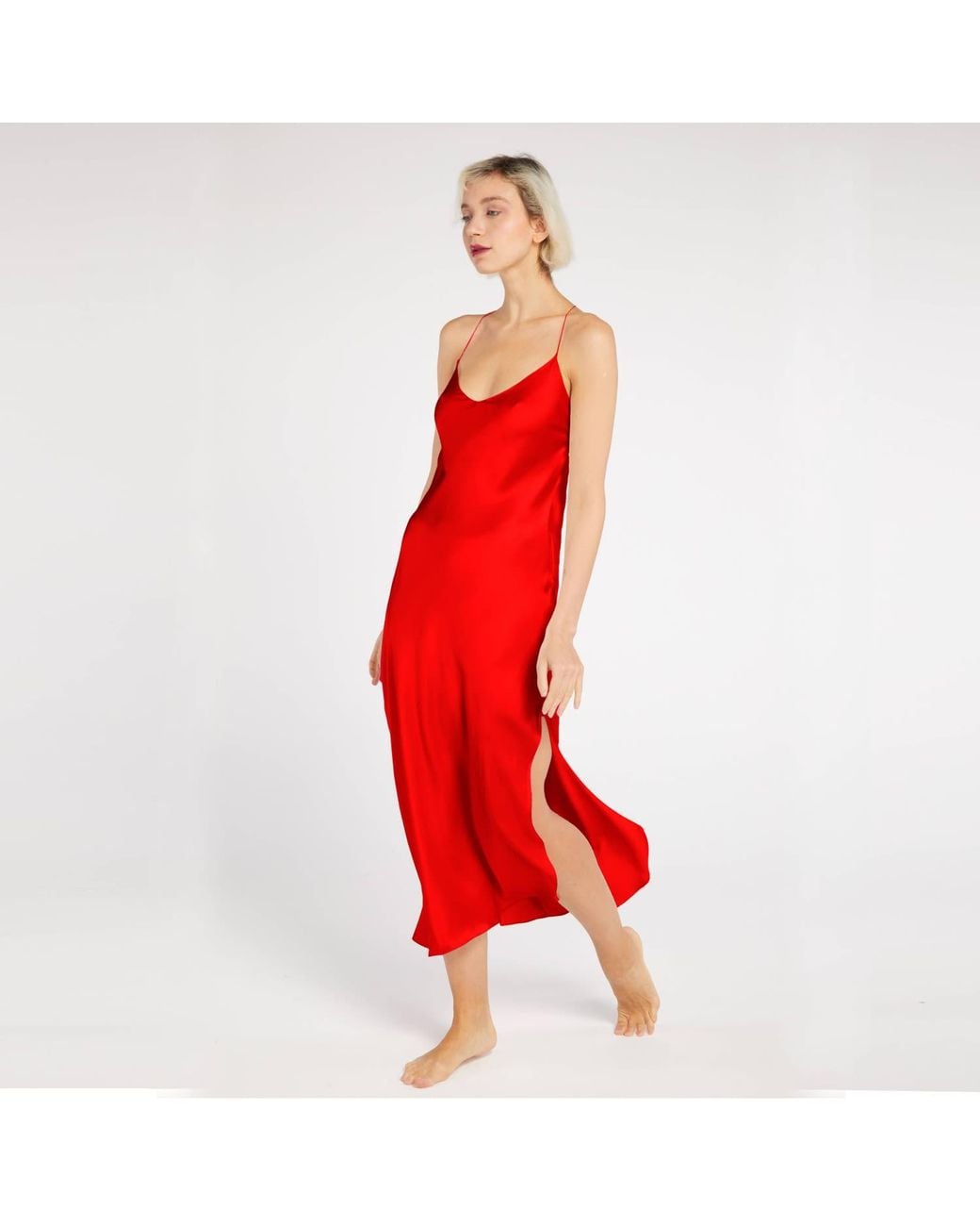 Maguy De Chadirac Red Classic Silk Slip Dress