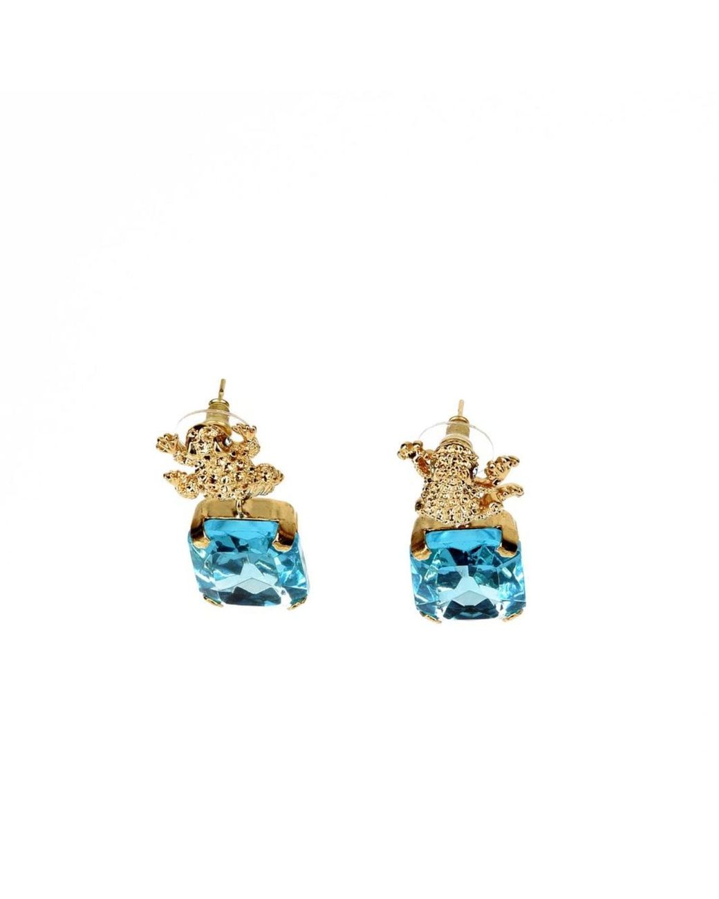 Addicted Blue Armonia Plated Light Crystal Earrings With Frog