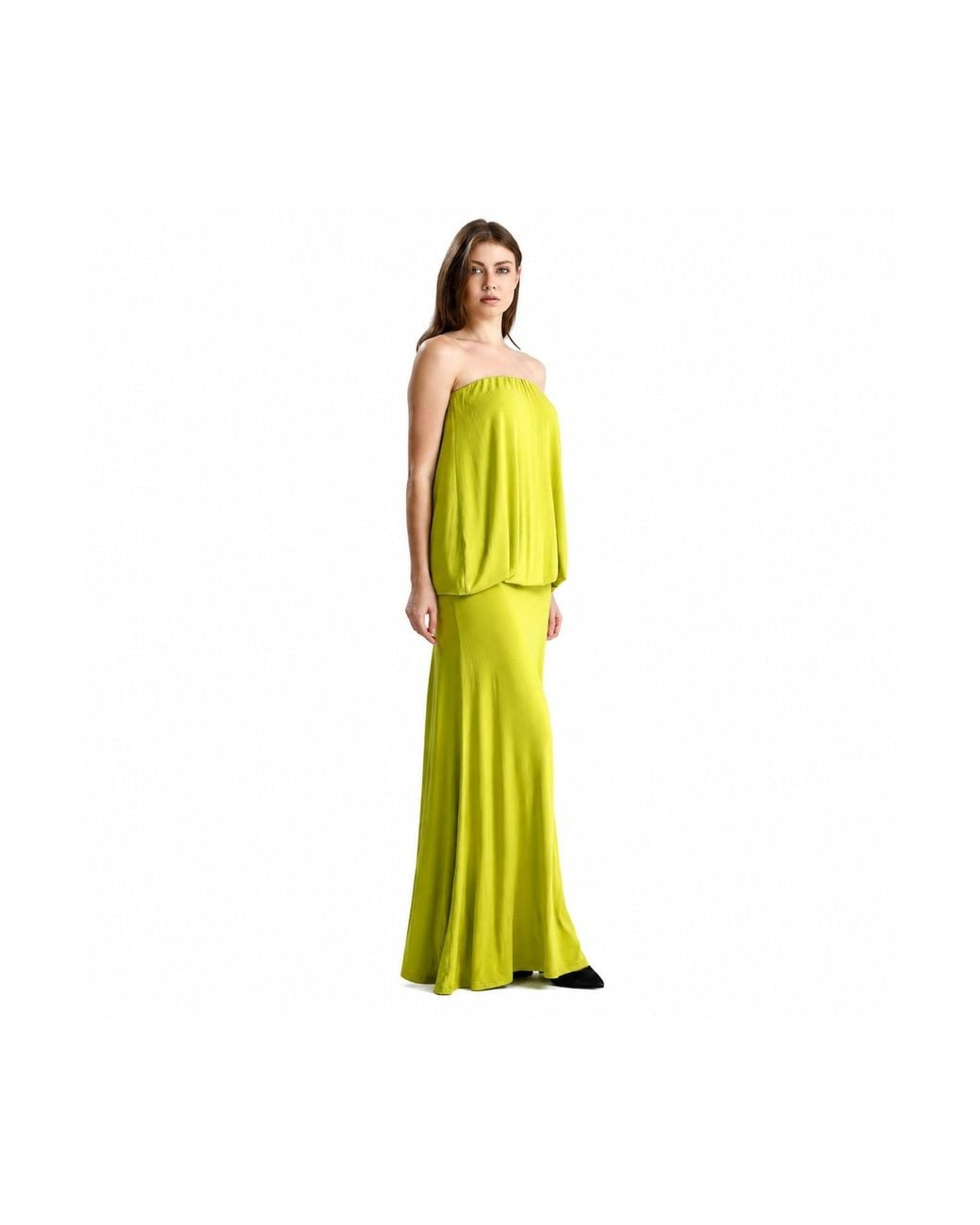 Maison De Gala Yellow Valerie Lime Maxi Dress