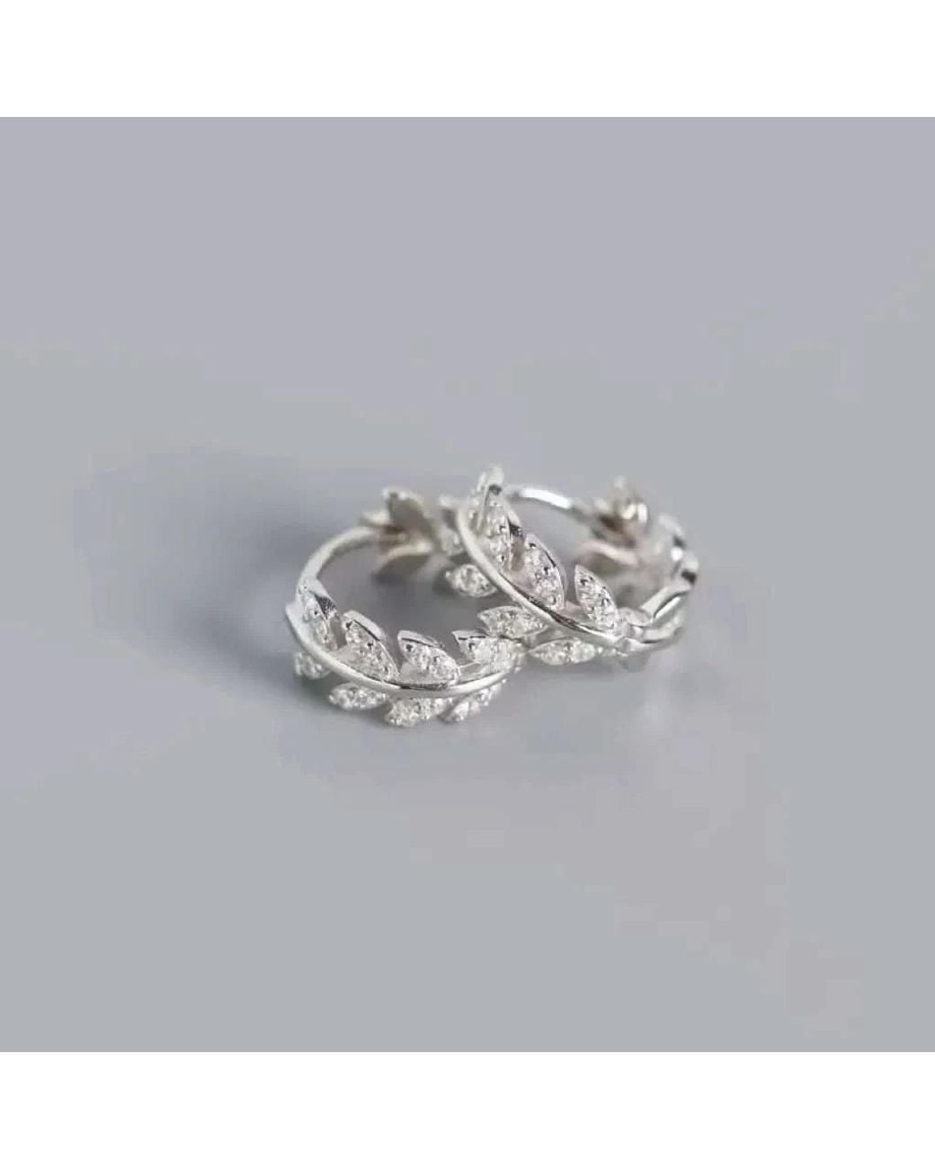 Angel Barocco Metallic Leaf Diamond Hoop Earrings