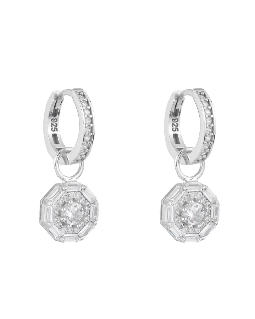 Ballinger Jewellery Metallic Something Sparkly Drop Hoop Earrings