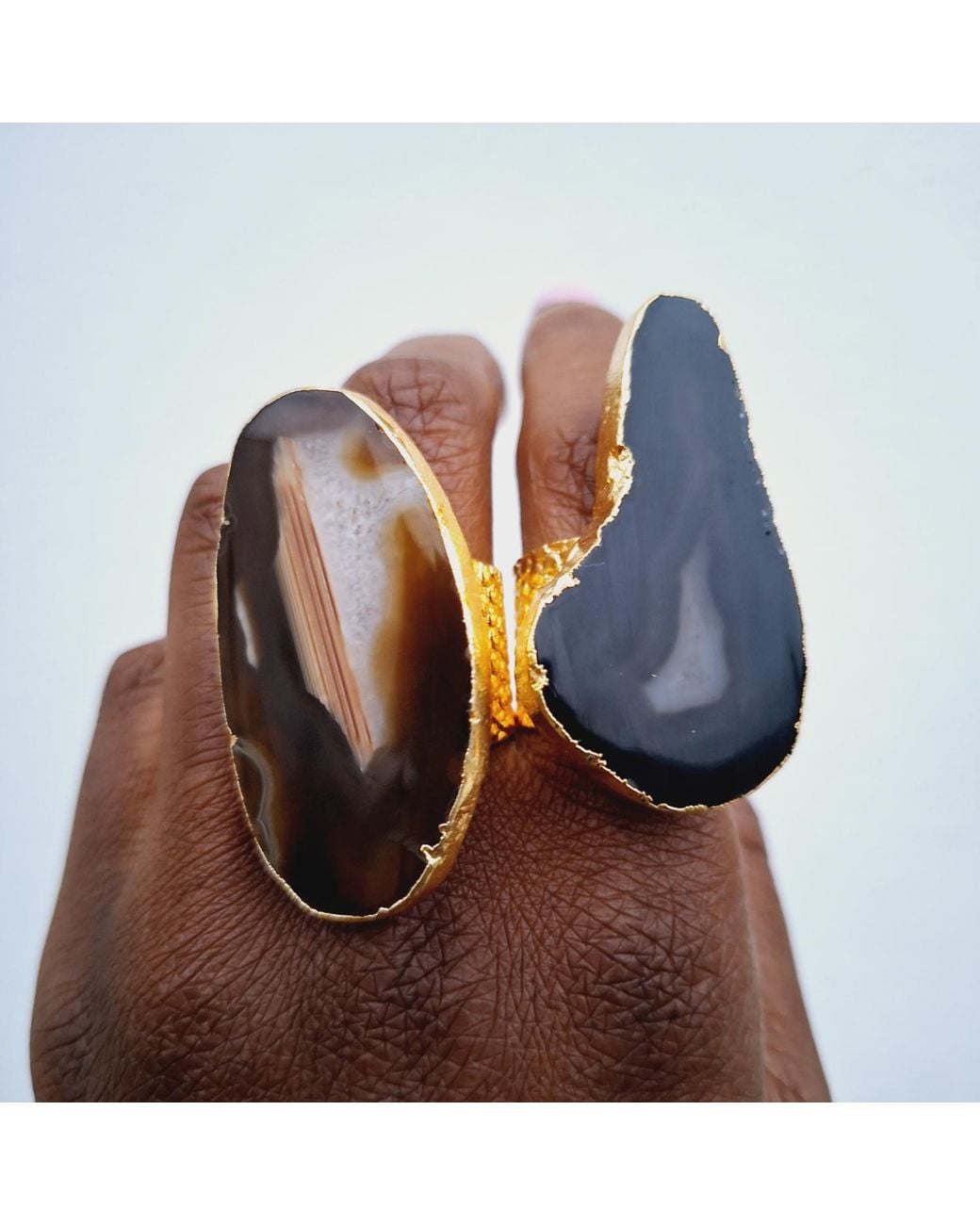 YAA YAA LONDON Black Ultra Mega Dark Gemstone Statement Ring