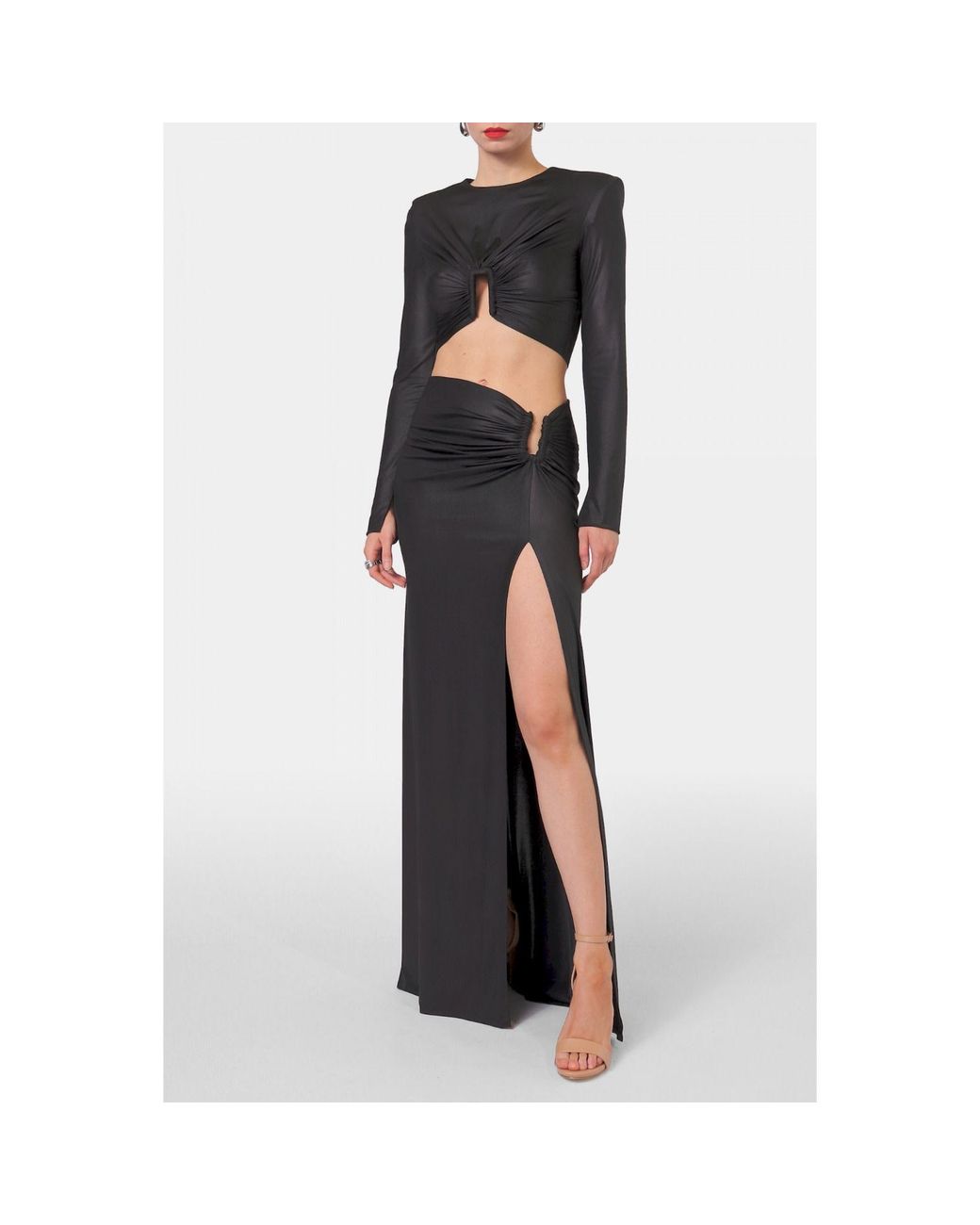 AGGI by HALEWSKI Black Meg Pearl Crop Top
