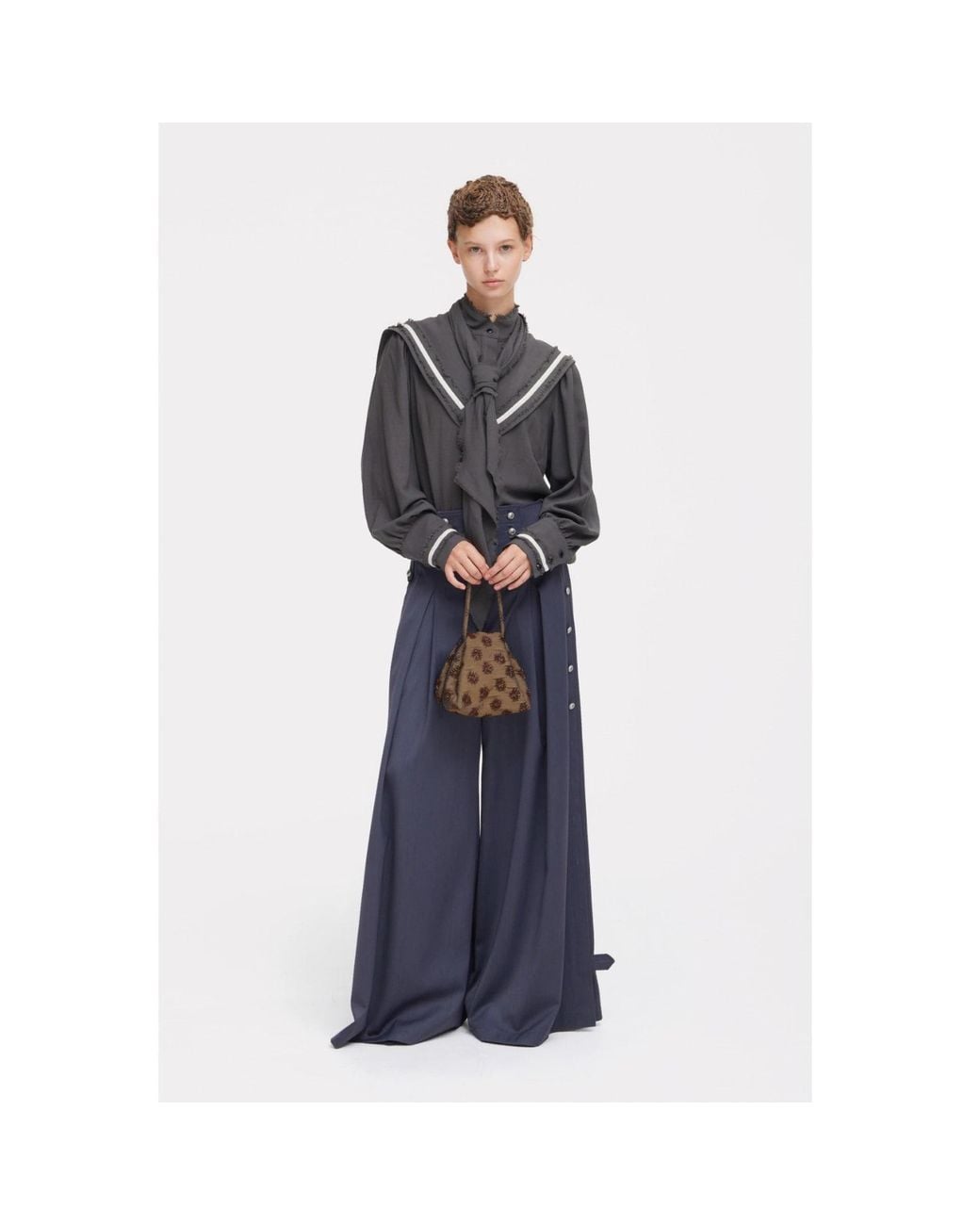 Julia Allert Blue Pleated Utility Palazzo Trousers –