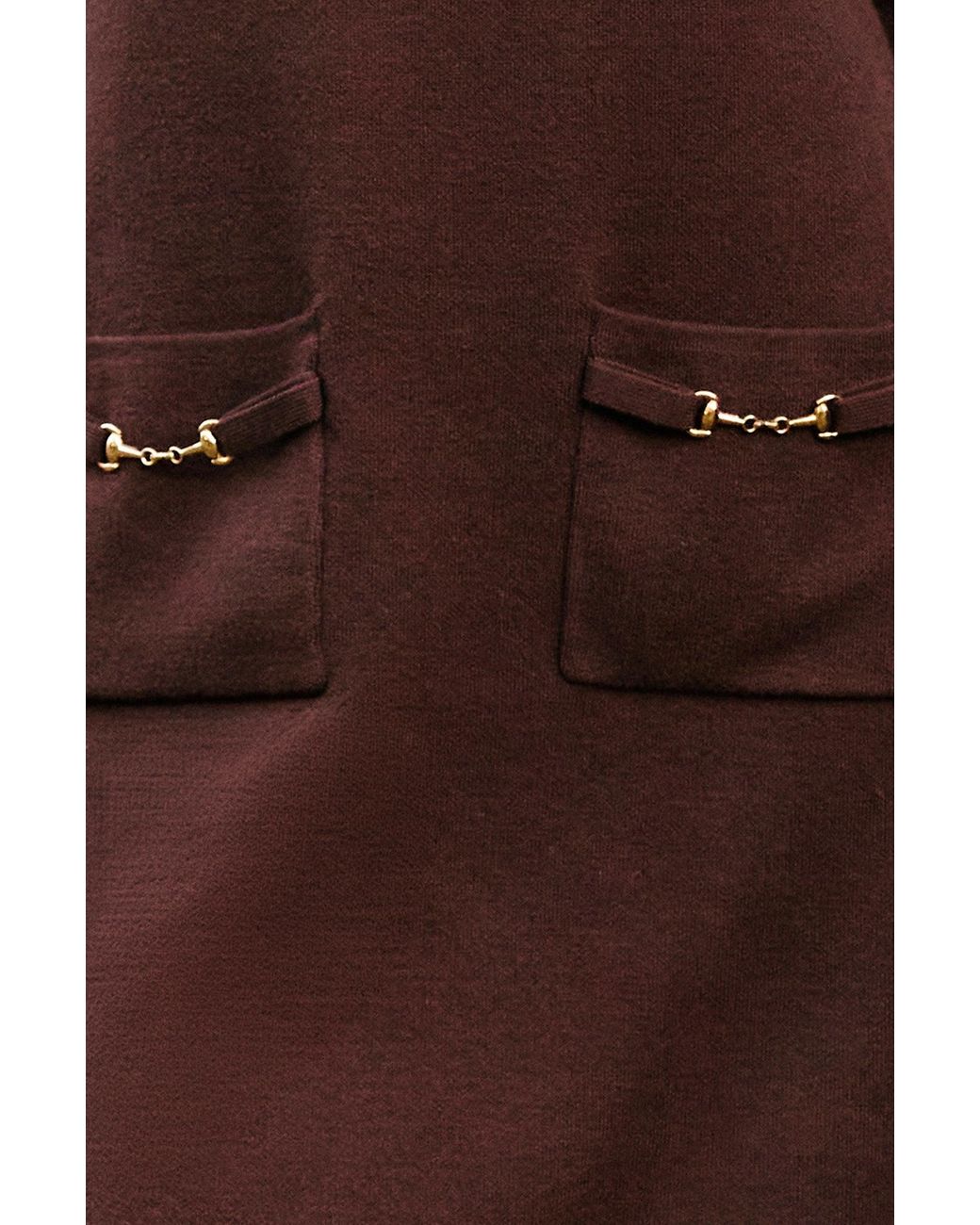 Yumi' Brown Knitted Tunic Dress With Hardware Details