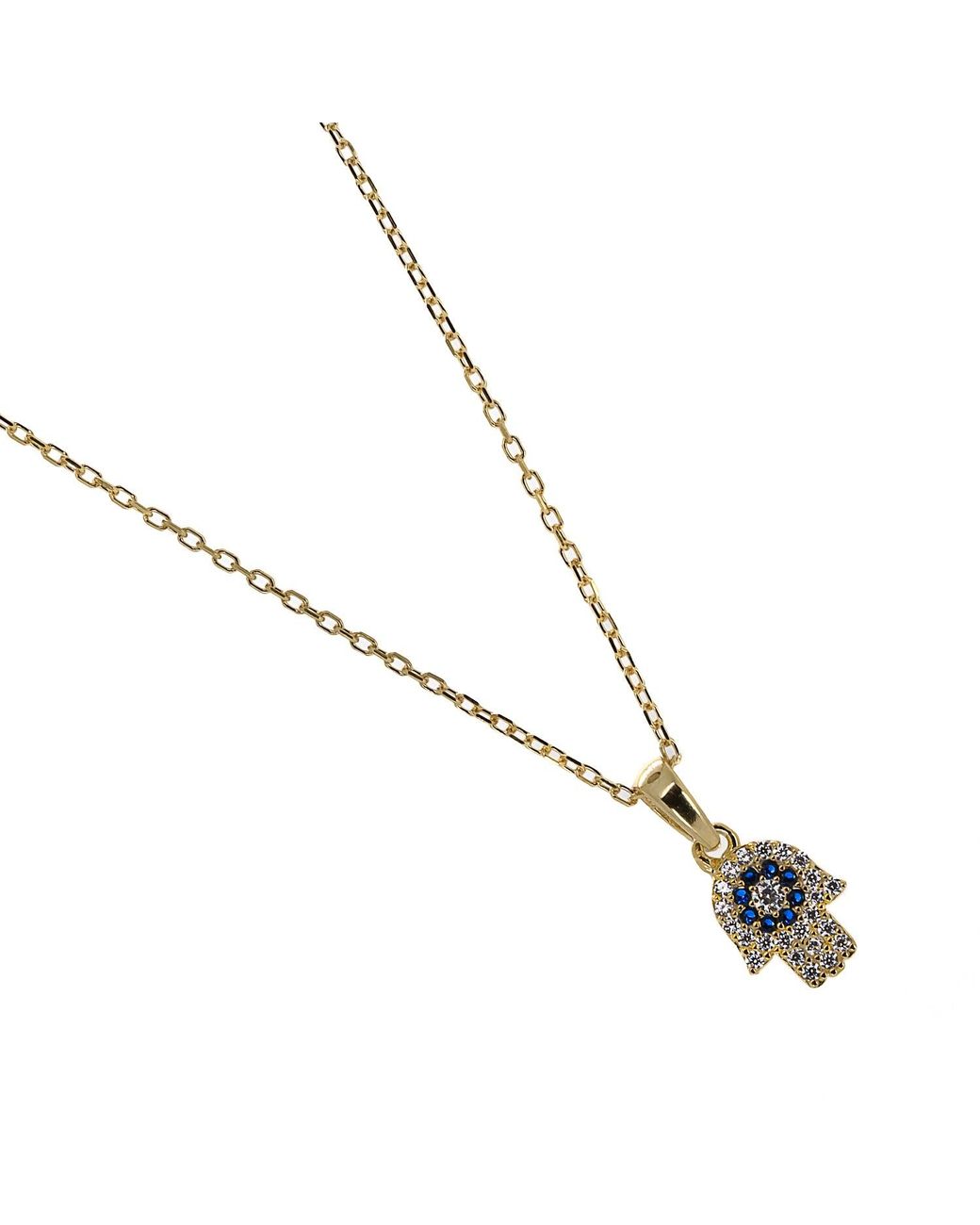 Ebru Jewelry Metallic Minimalist Hamsa Hand Gold Plated Necklace