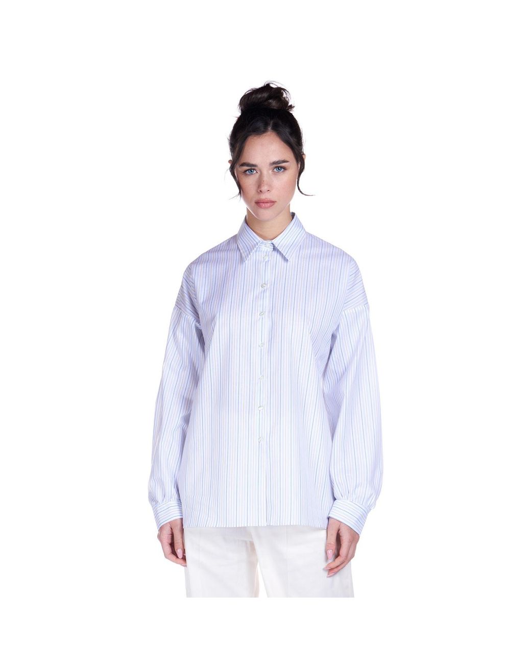 Sofia Tsereteli Blue Striped Cotton Shirt