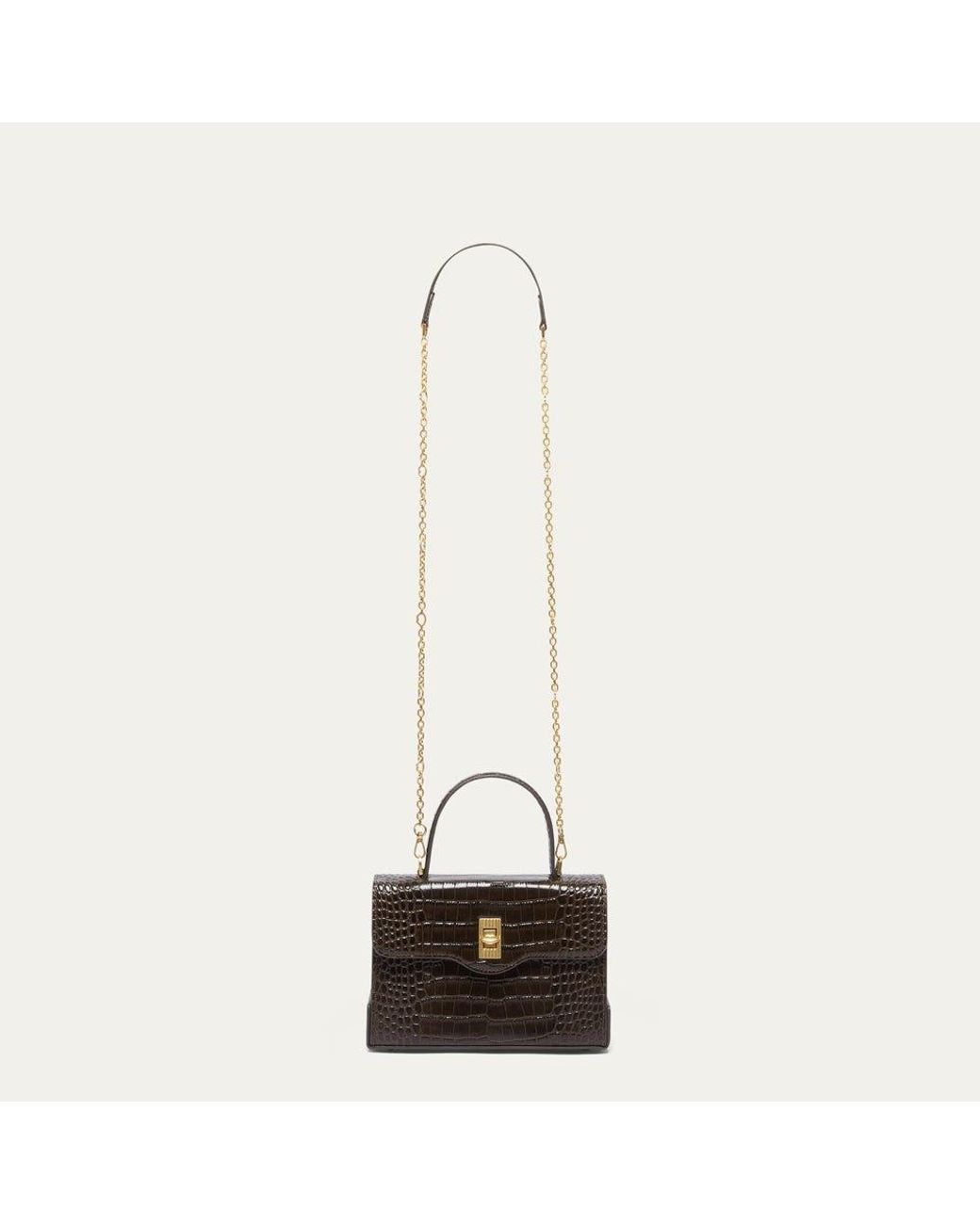 Lulu Guinness Black Chocolate Croc Queenie Handbag