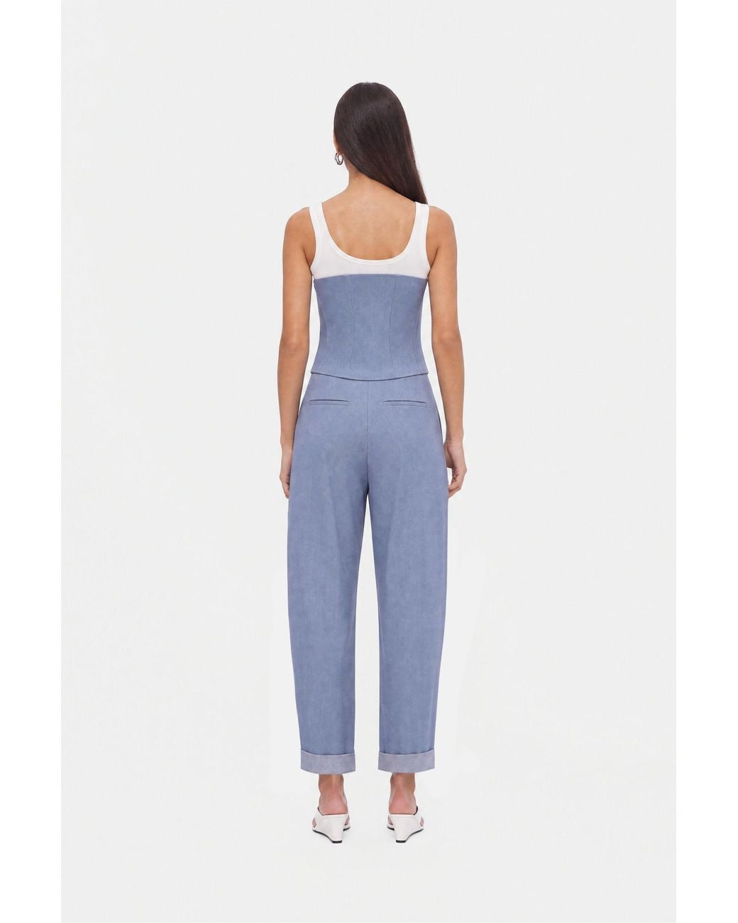 Nocturne Blue Tie Detail Pleated Trousers