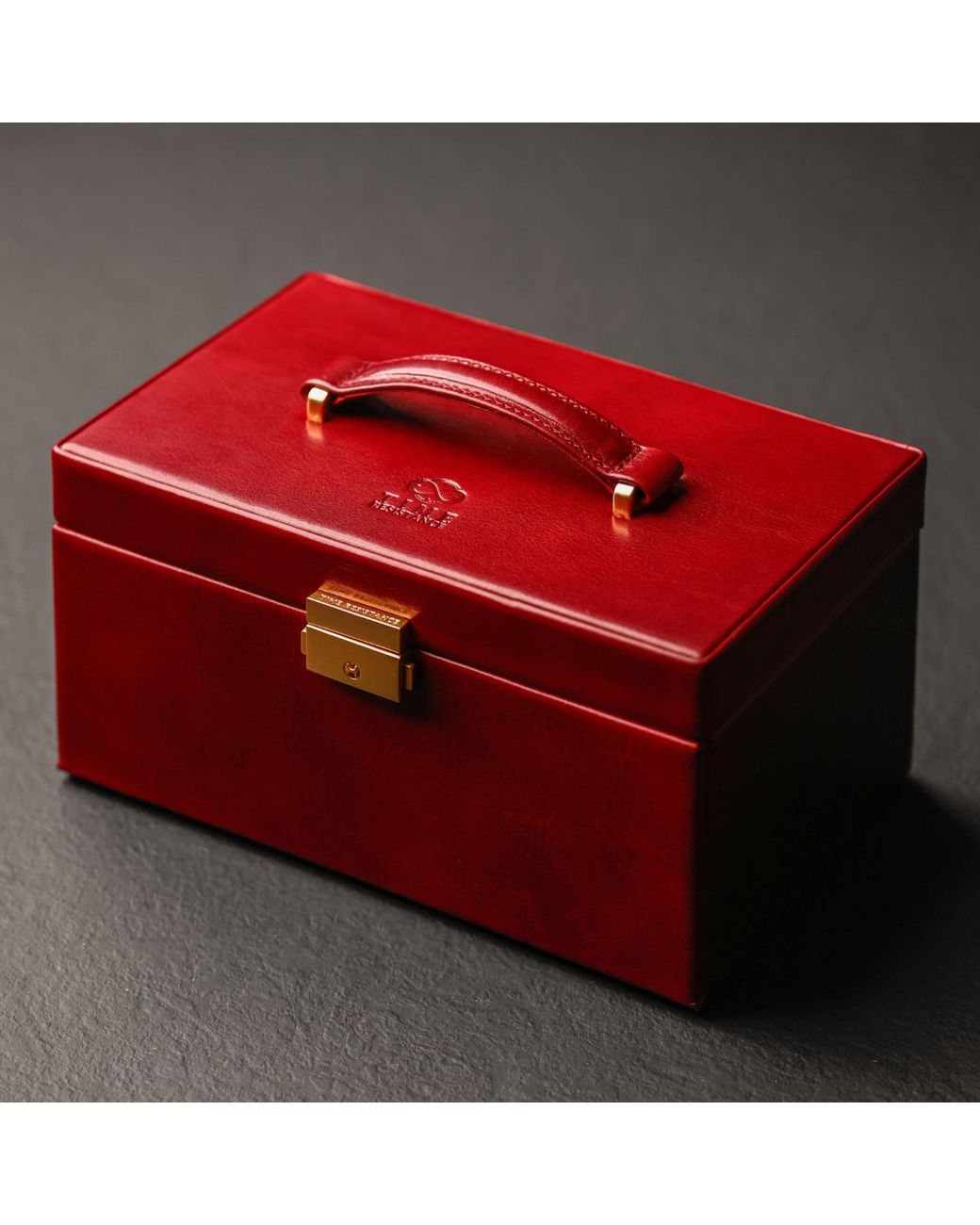 Time Resistance Red Leather Jewelry Box For