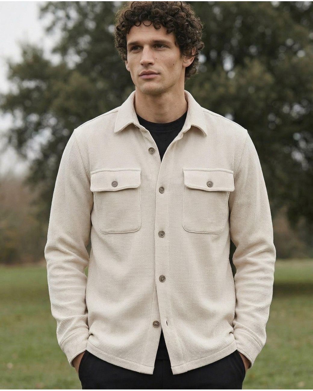 ROAV Natural Neutrals Frewin Waffle Overshirt Shacket for men