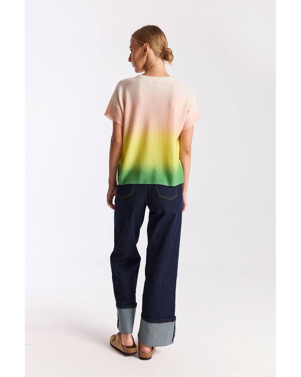 Brodie Cashmere Green Bali Print Cashmere Tee