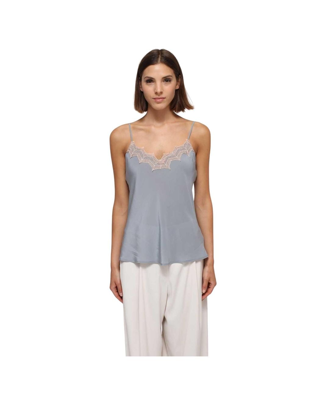 Humans & Land Blue Laced Silk Lingerie Top