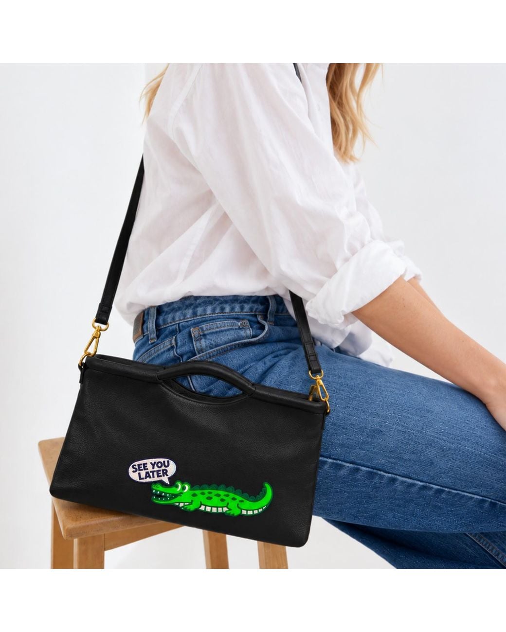 Lilly Loves Black See You Later Alligator Small Clutch