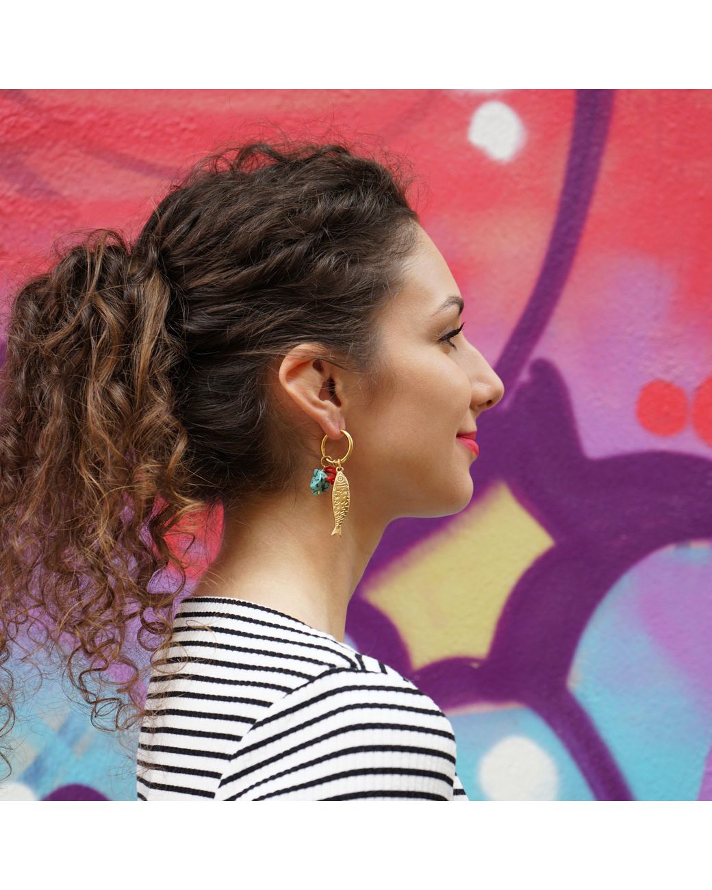 Smilla Brav Red Fish Coral Earrings Crete