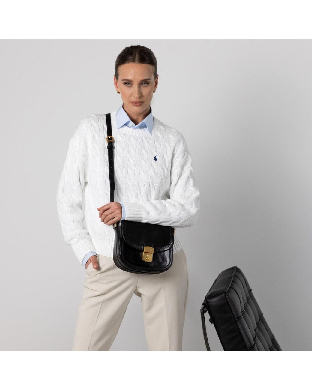Time Resistance Black Leather Saddle Bag
