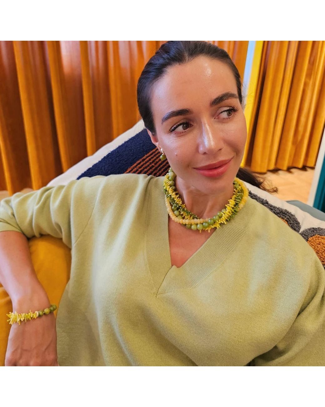 Farra Yellow Artistic And Gemstone Multi-Layer Chunky Necklace