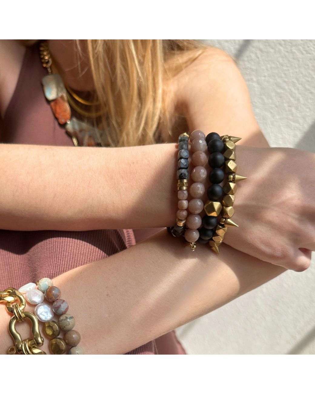 Rachel Nathan Metallic Remix: Matte Agate Bracelet