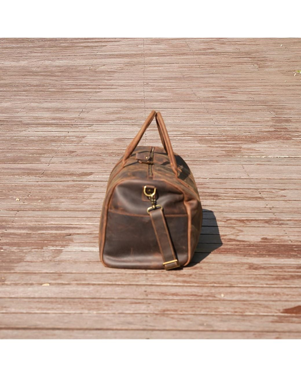 Touri Brown Genuine Saddle Leather Duffel