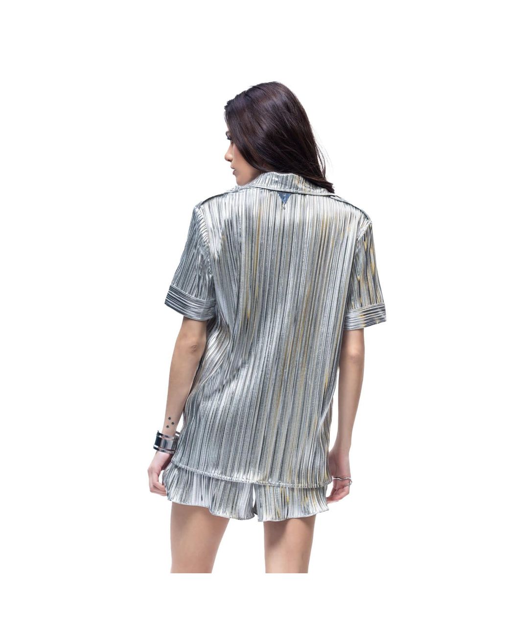 Vazaf Gray Pleated Shirt