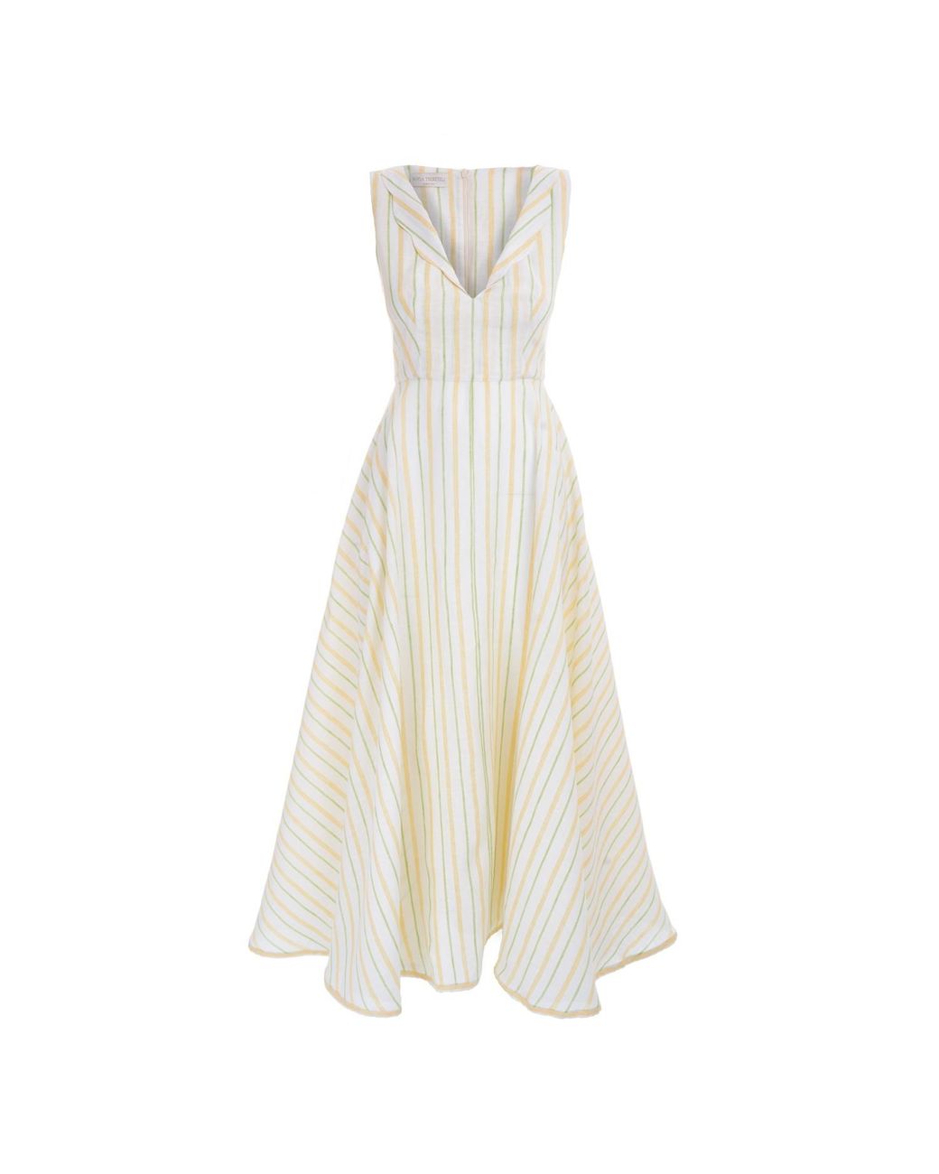 Sofia Tsereteli White Long V-neck Linen Dress