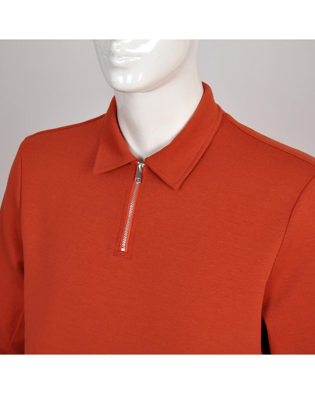 DAVID WEJ Red Enzo Cotton Zip Polo – for men