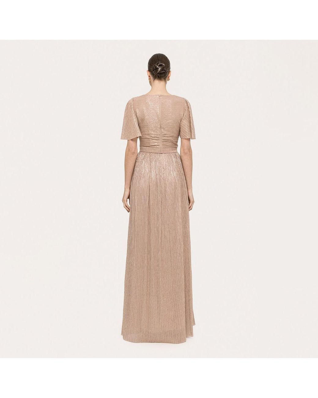 Nissa Natural Neutrals Sequin-Applique Maxi Dress
