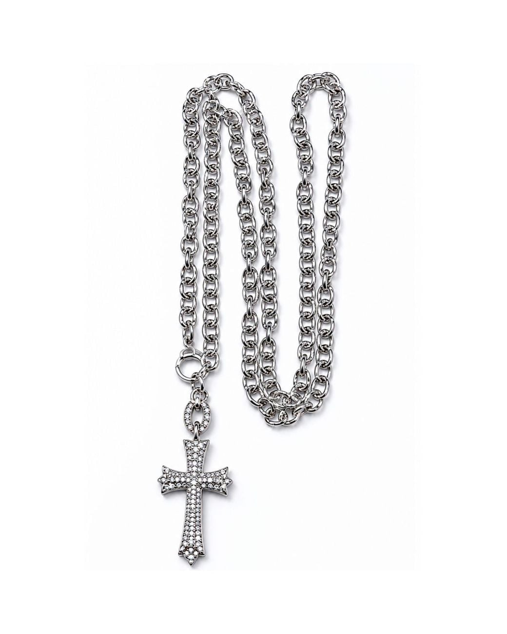 Jagged Halo Jewelry Metallic Cross Convertible Stainless Steel Necklace Plated