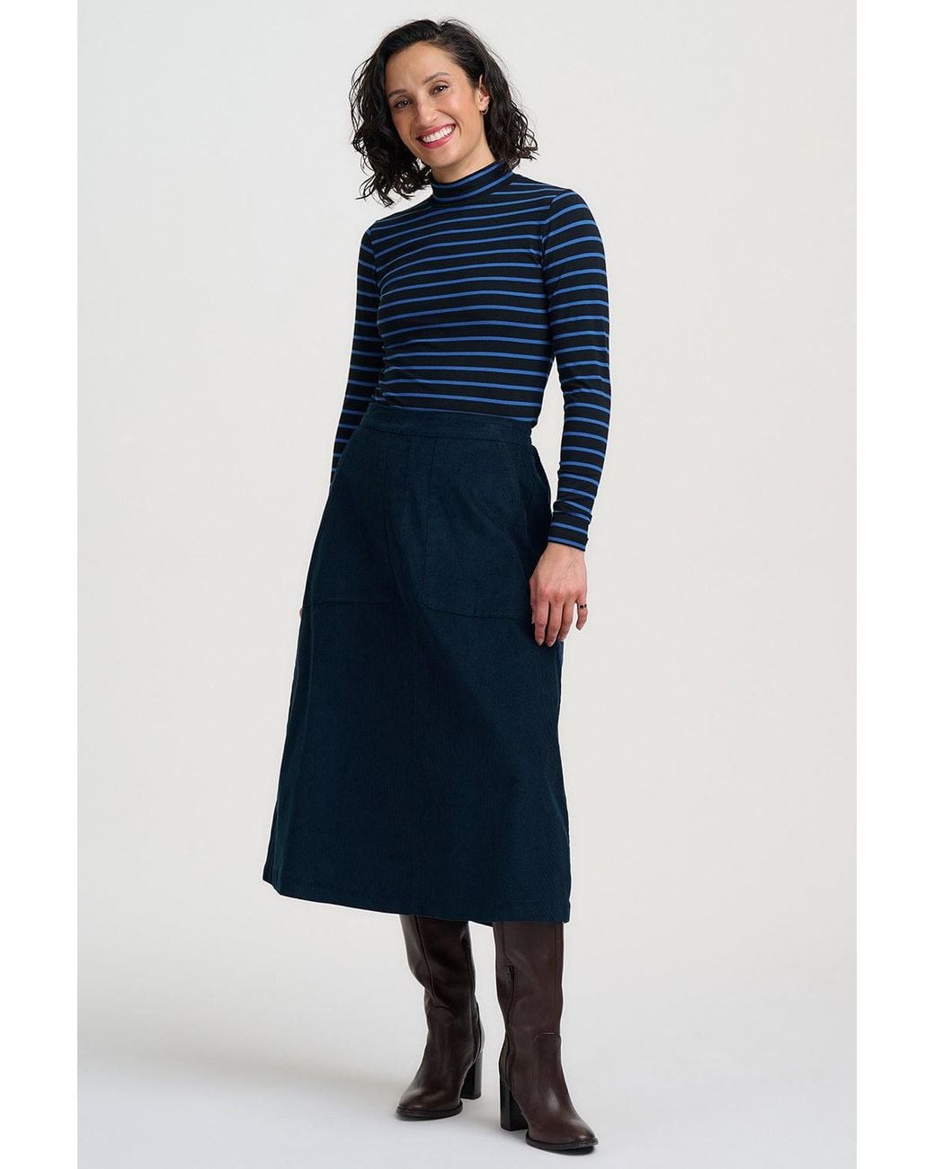 Sugarhill Blue Deirdre Cord Midi Skirt