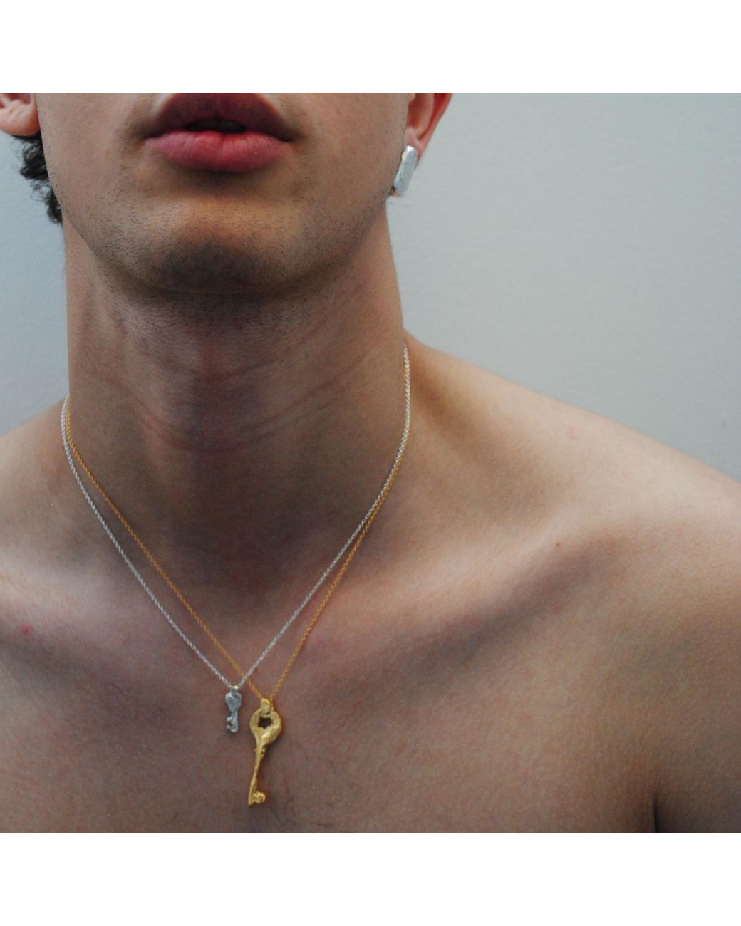 De Roms Metallic The Unfolding Molten Large Key Necklace