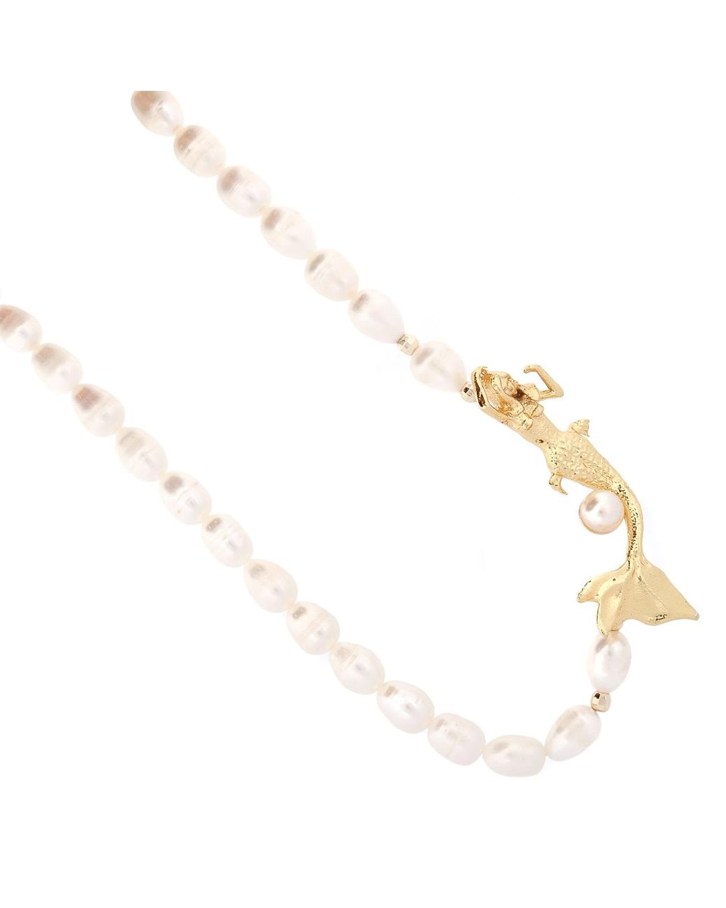 Ebru Jewelry Metallic Sea Goddess Pearl Mermaid Necklace