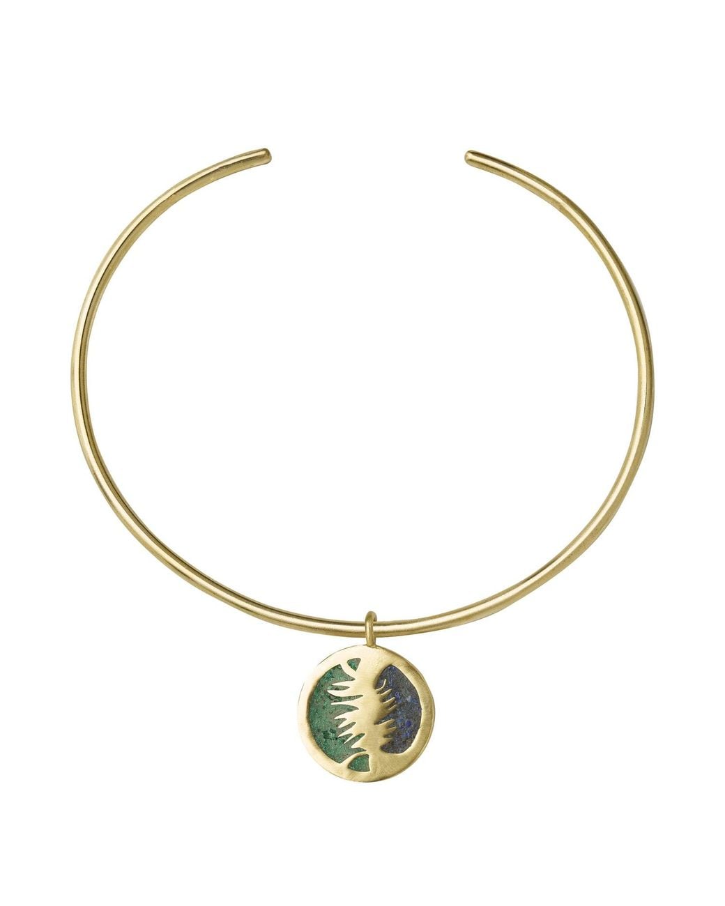 Zeworks Metallic Sahara Blues – Ossa Handcrafted Brass Choker With Lapis Lazuli And Malachite Inlay