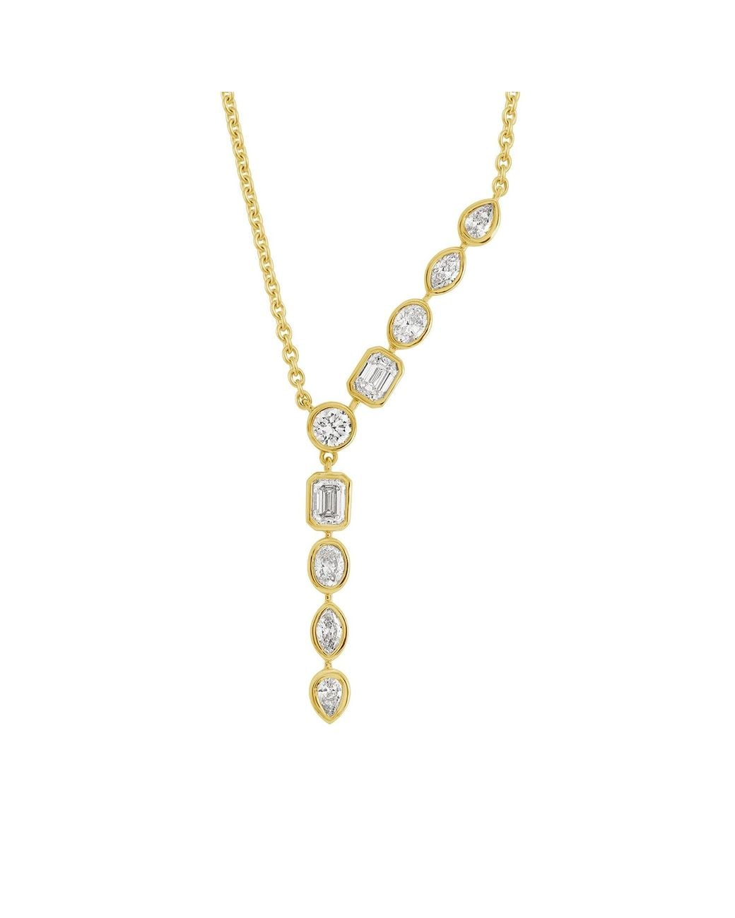 Artisan Metallic 14K Multi Shape Diamond Drop Necklace