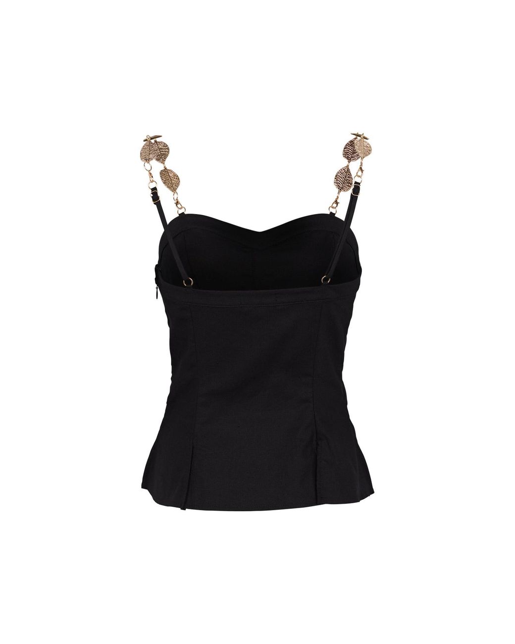 Zetaye Black Celeste Linen Cotton Chain Top