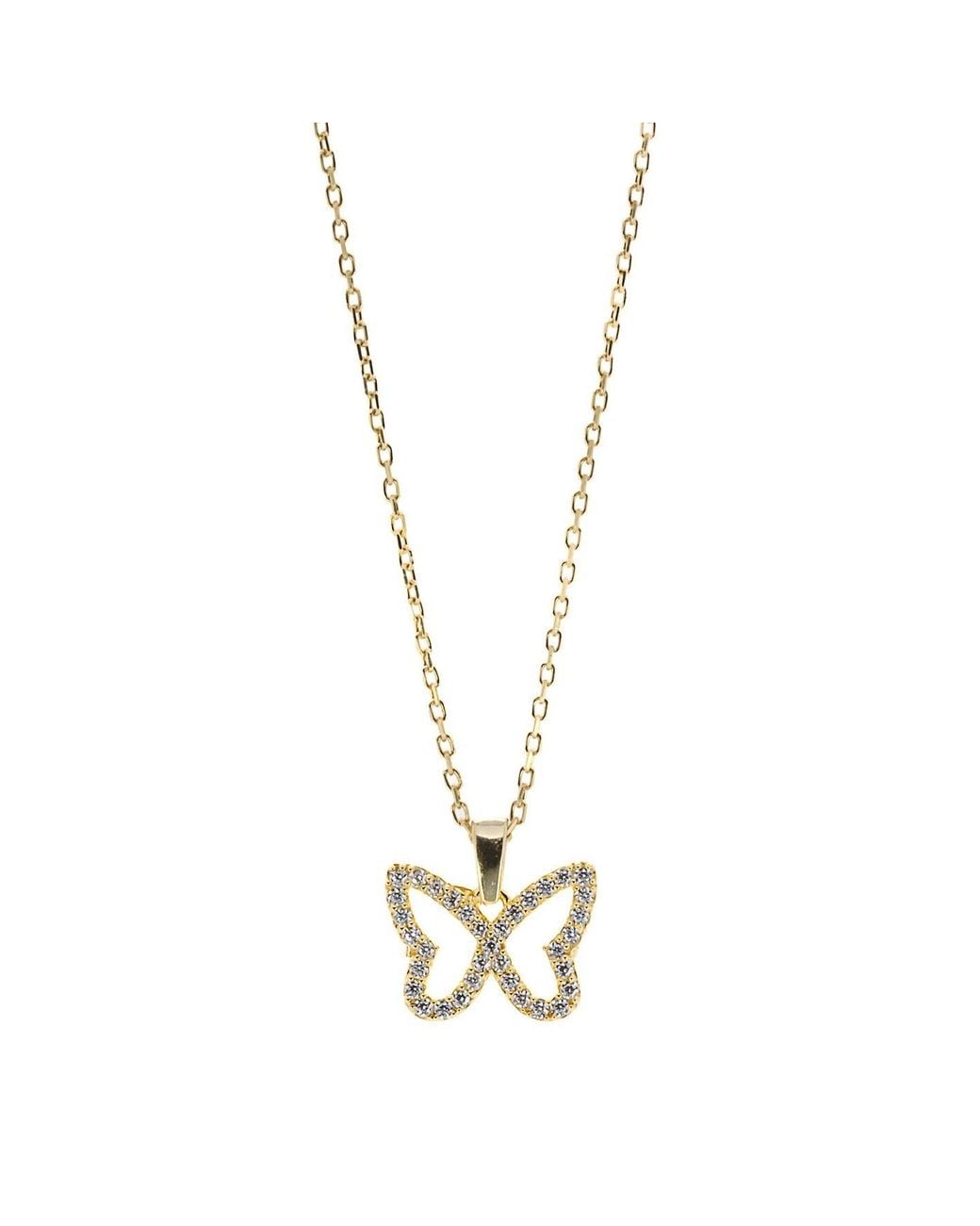 Ebru Jewelry Metallic Sparkly Butterfly Necklace
