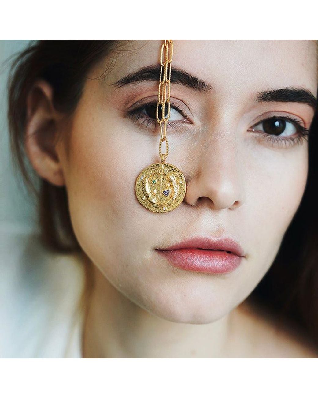 Aurozia Metallic Constellations Pisces Double-Sided Coin Necklace