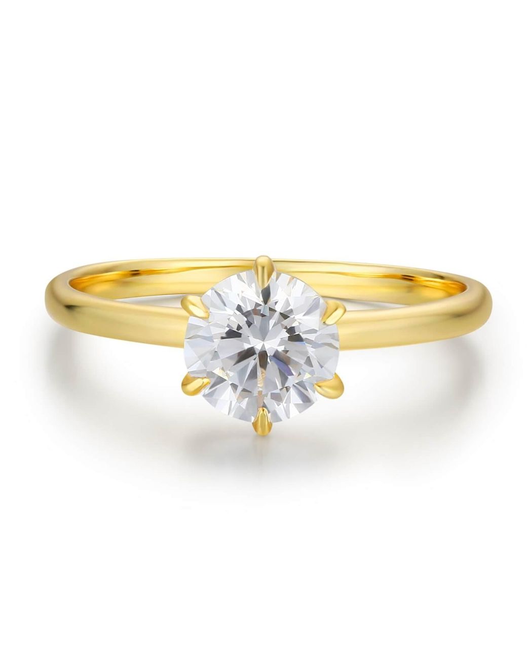 Azura Jewelry New York Metallic One Love Round Moissanite Ring Solid