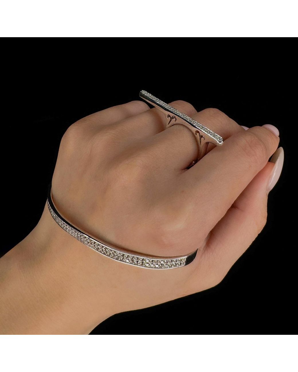 SALLY SKOUFIS White Destiny Ring With Made Cz Diamond Stimulant