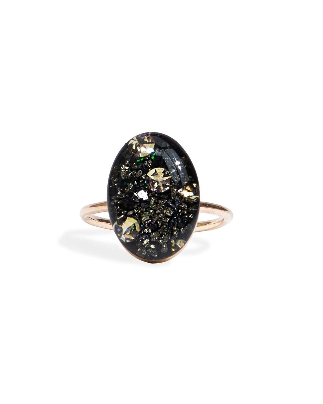 Kate Koel Black Statement Galaxy Oval Cocktail Ring