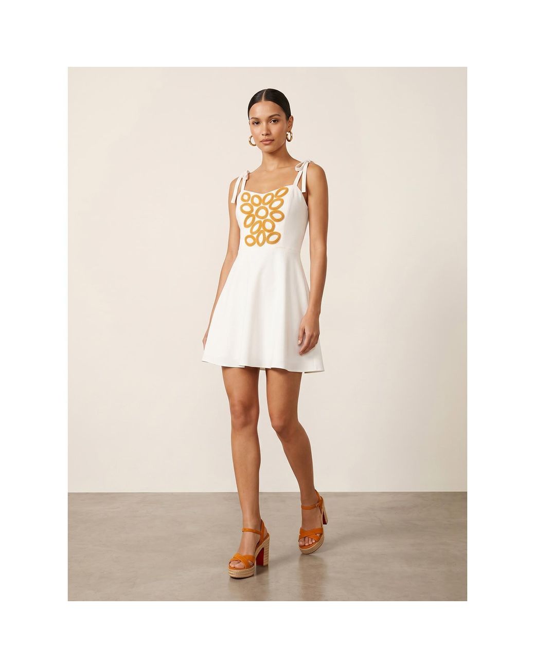 2KStyle Blue Gabi Hand Appliqued Skater Mini Dress
