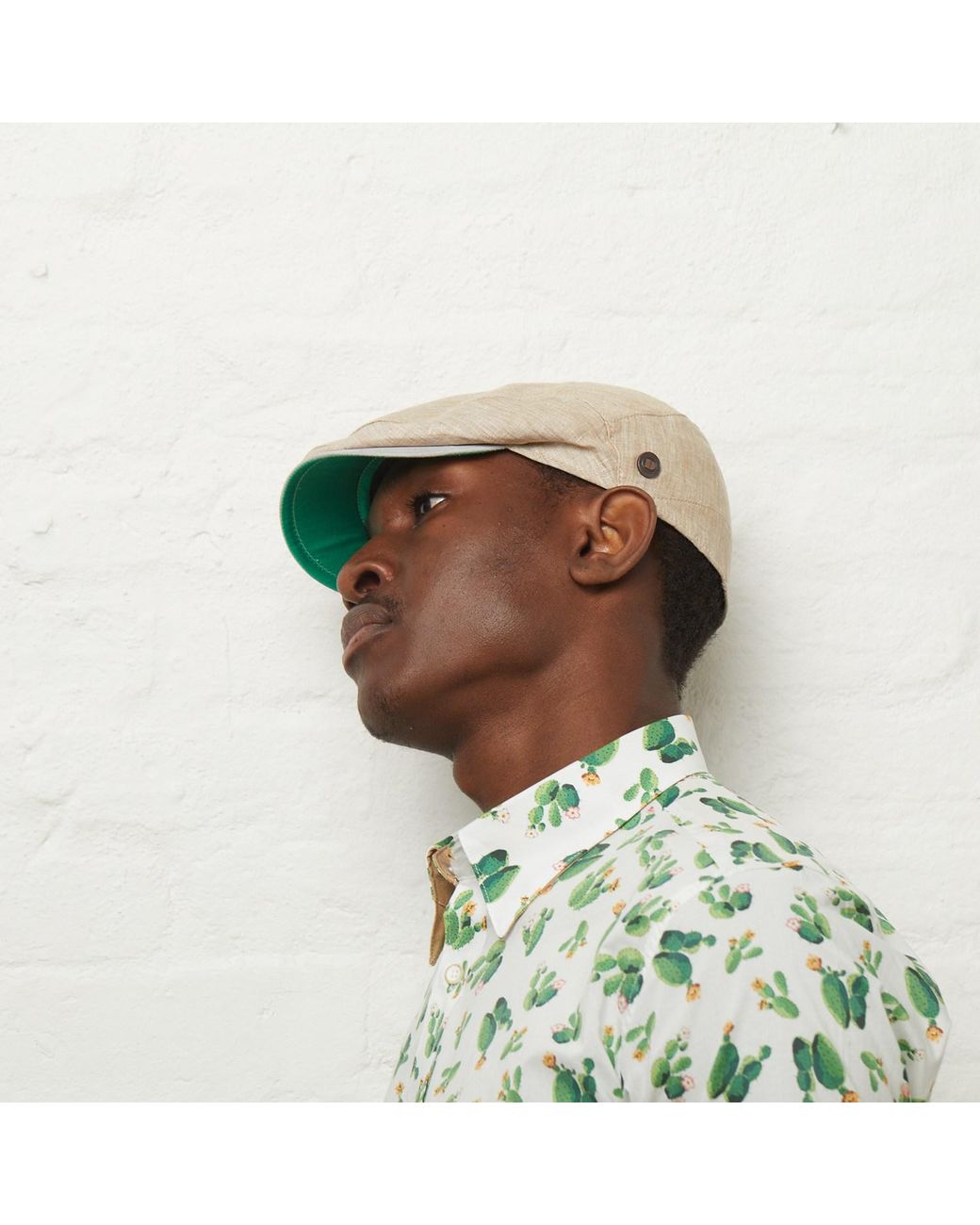 Dasmarca Hats Multicolor Neutrals Dasmarca Logan Linen Fitted Summer Cap With Leather Peak for men