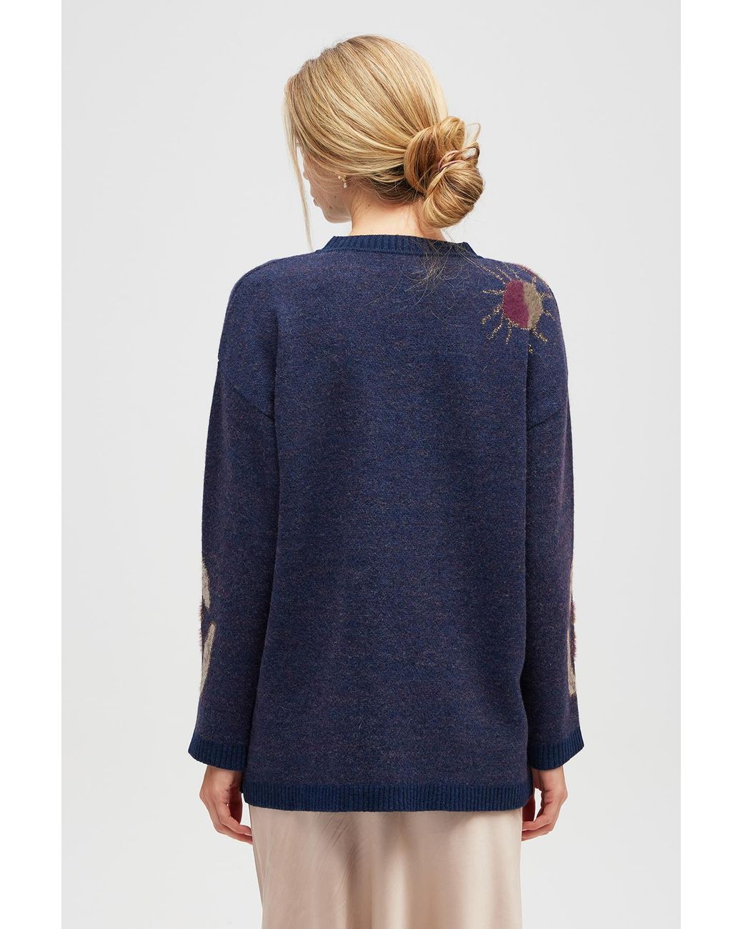 Peraluna Blue Saori Glittery Jacquard Knit Tunic