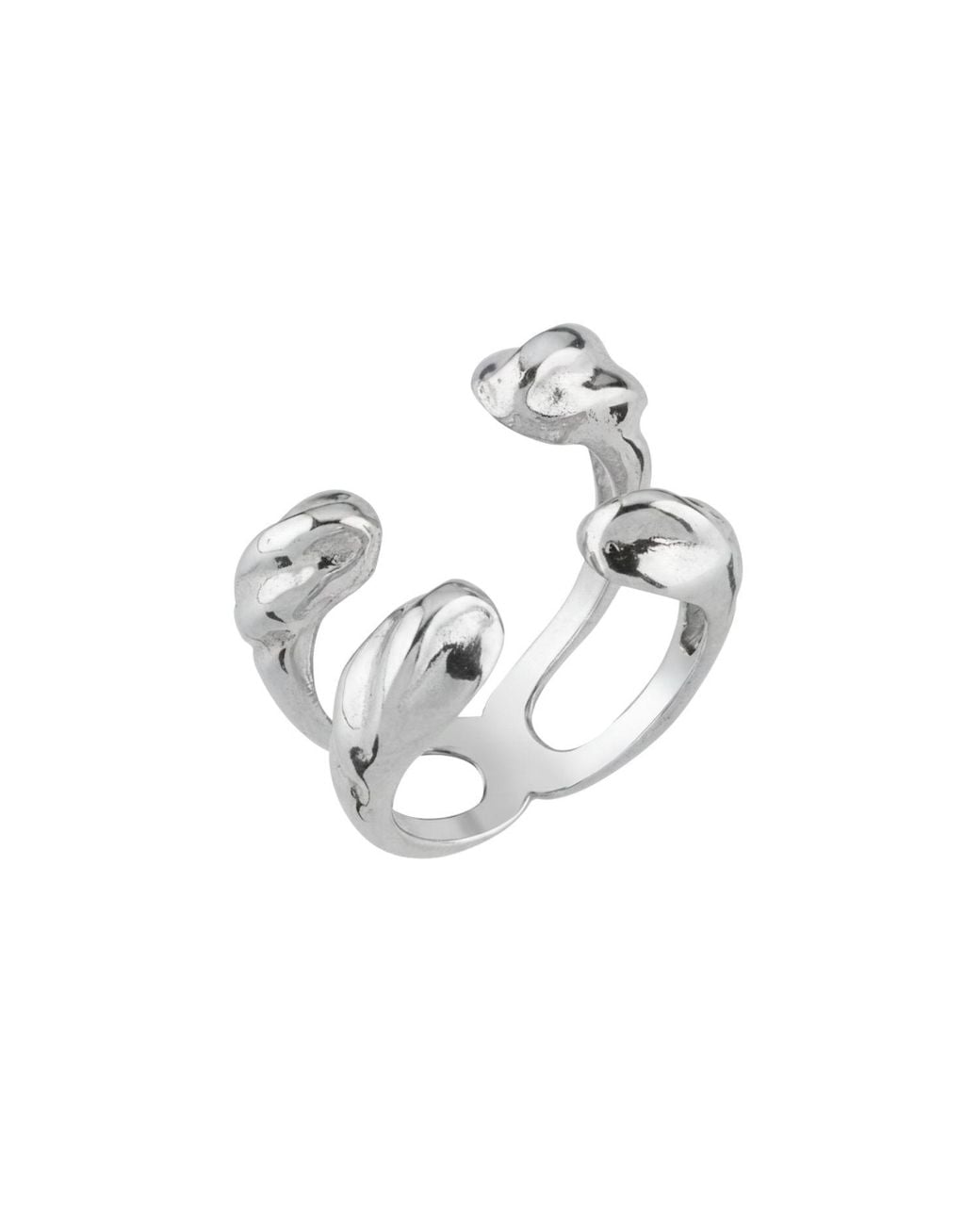 LINYA JEWELLERY Metallic Double Row Asymmetric Ring