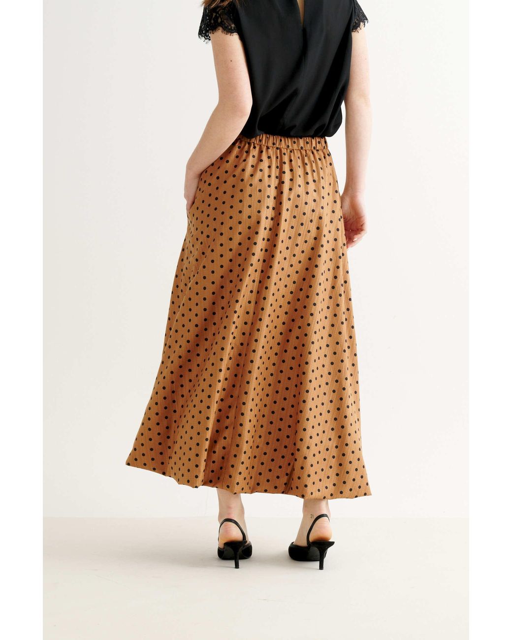 Louche Brown Dixie Spot Print Balloon Midi Skirt