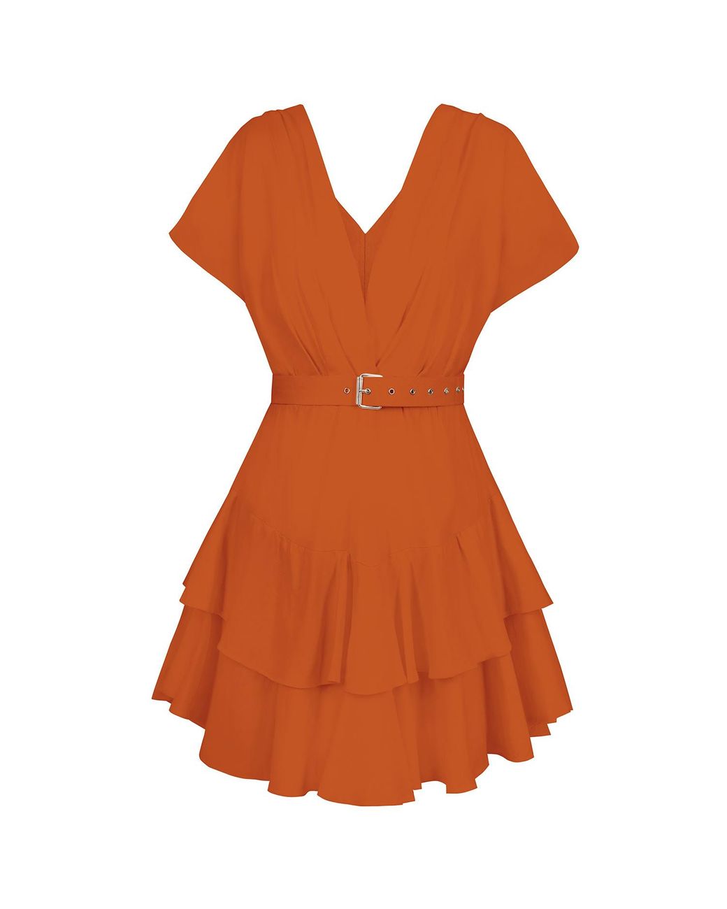 ALINA CERNTESCU Oasis Linen Bamboo Holiday And Cocktail Midi Dress With  Textile Belt in Orange | Lyst